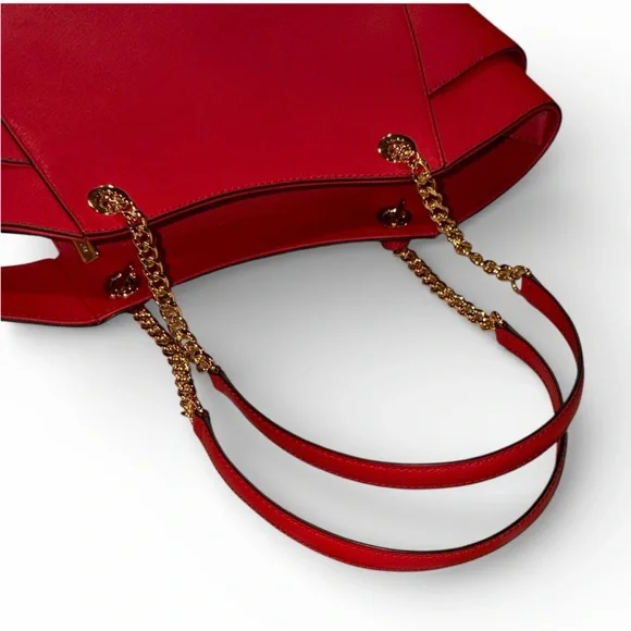 NOT 4 SALE!Michael Kors Jet Set Travel Red Leather Chain Shoulder Bag Large
